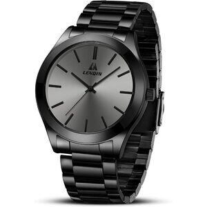 🆕Men's Black Stainless Steel Analog Quartz Fashion Business Designer Watches